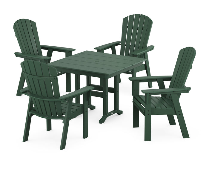 POLYWOOD® Nautical Curveback Adirondack 5-Piece Farmhouse Dining Set