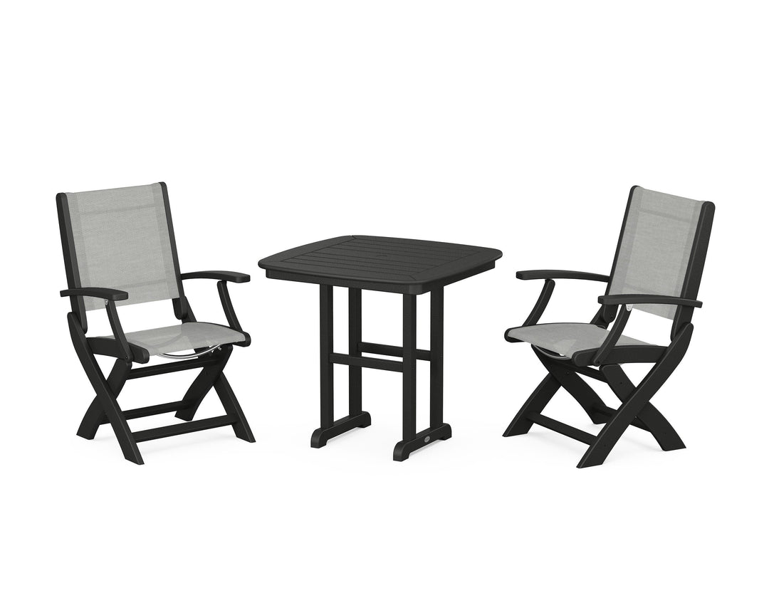 POLYWOOD® Coastal Folding Chair 3-Piece Dining Set