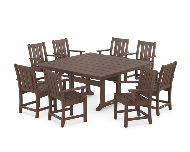 POLYWOOD® Oxford 9-Piece Square Farmhouse Dining Set with Trestle Legs
