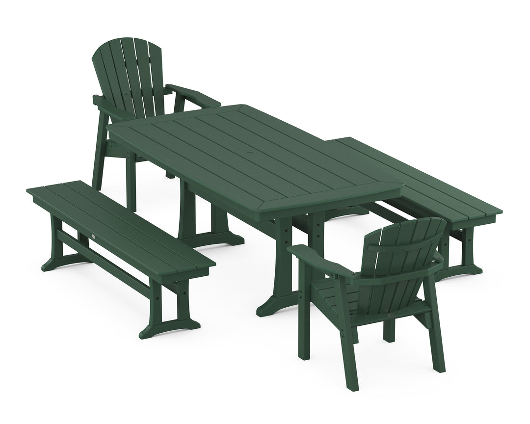 POLYWOOD® Seashell 5-Piece Dining Set with Trestle Legs
