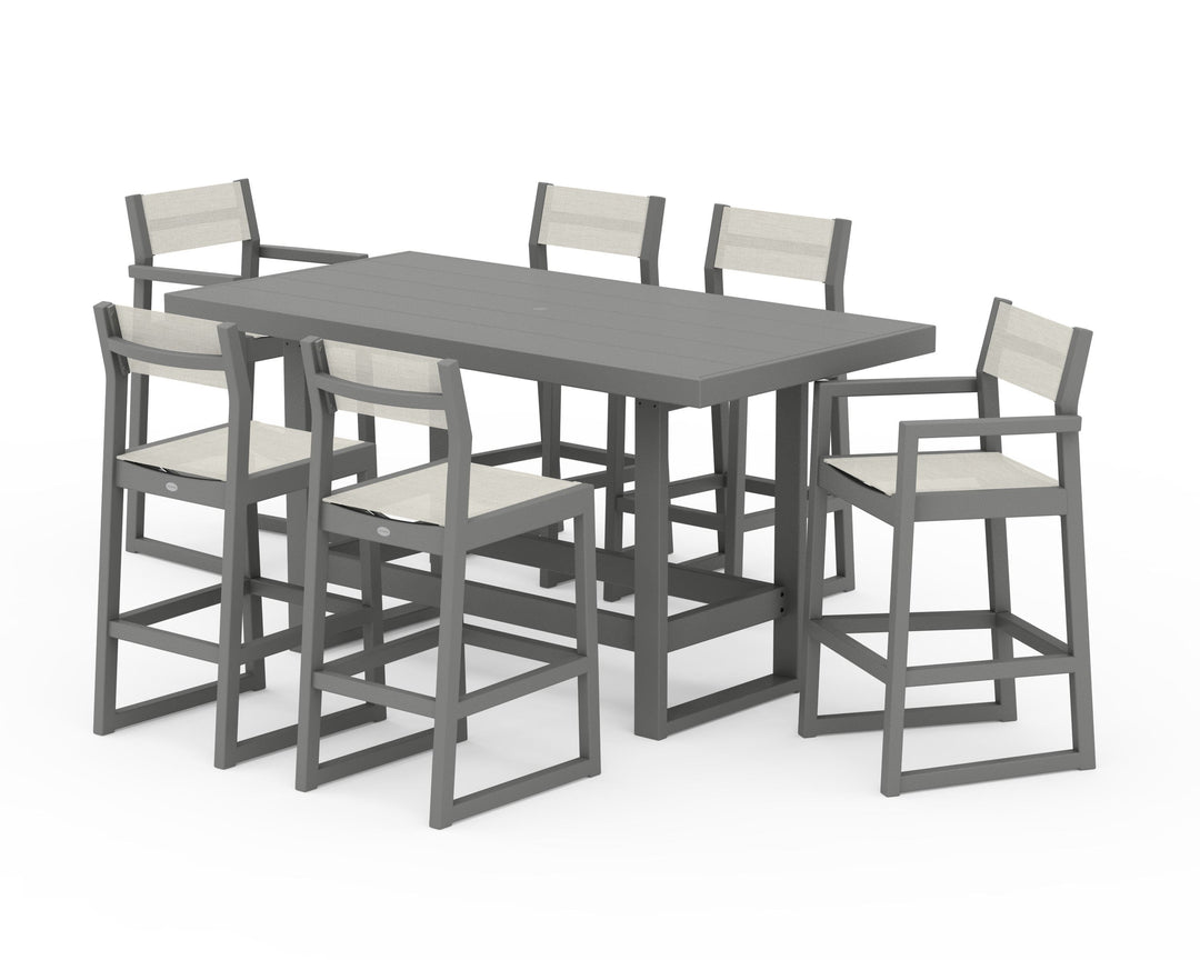 POLYWOOD® EDGE Sling 7-Piece Bar Table Set