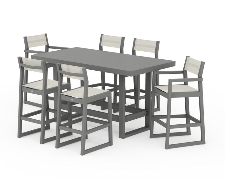 POLYWOOD® EDGE Sling 7-Piece Bar Table Set