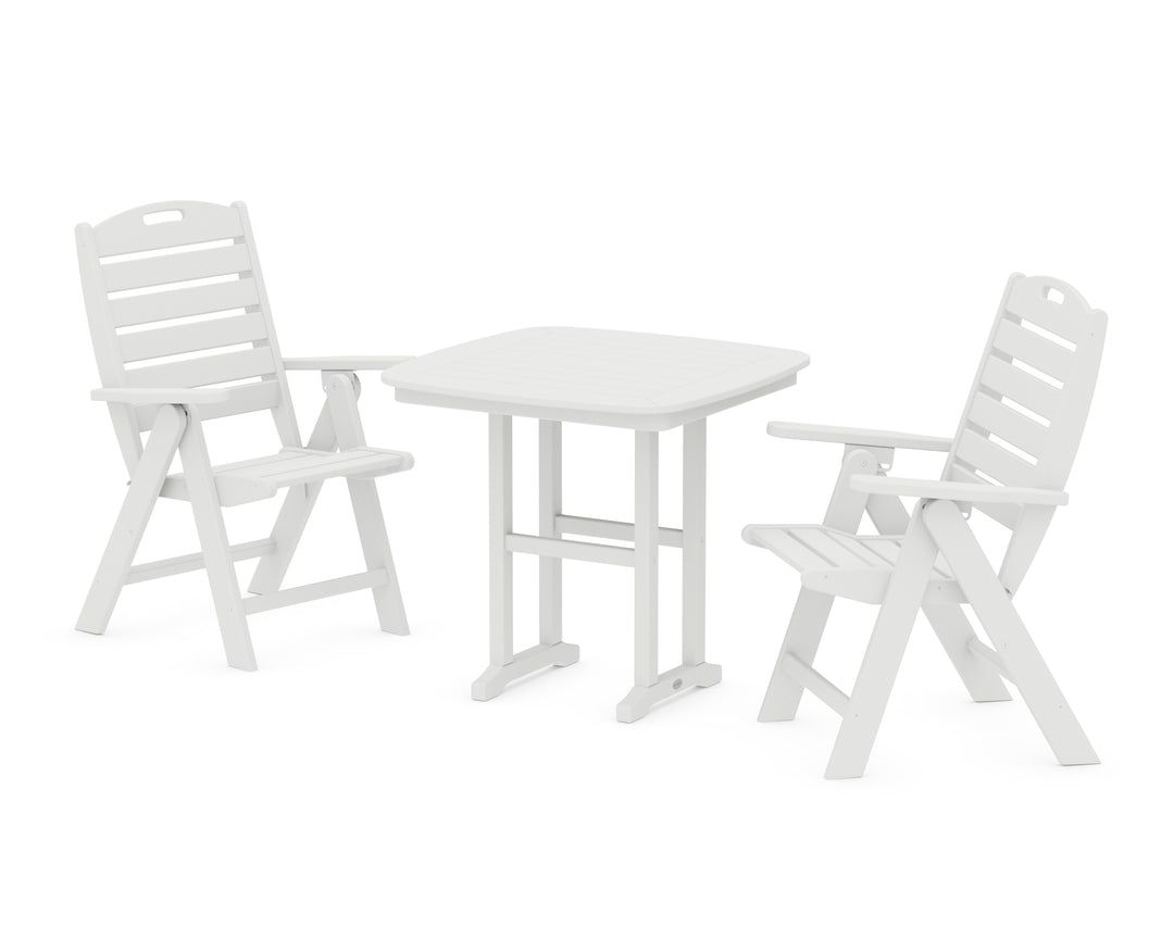POLYWOOD® Nautical Folding Highback Chair 3-Piece Dining Set
