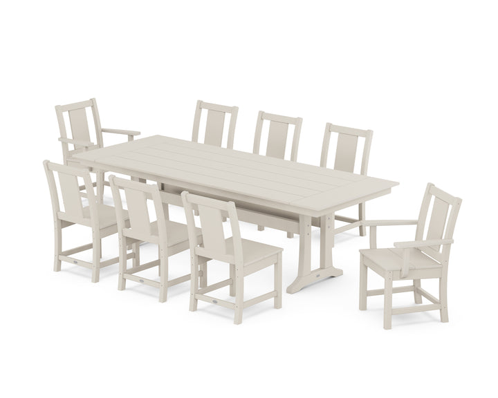 POLYWOOD® Prairie 9-Piece Farmhouse Dining Set with Trestle Legs