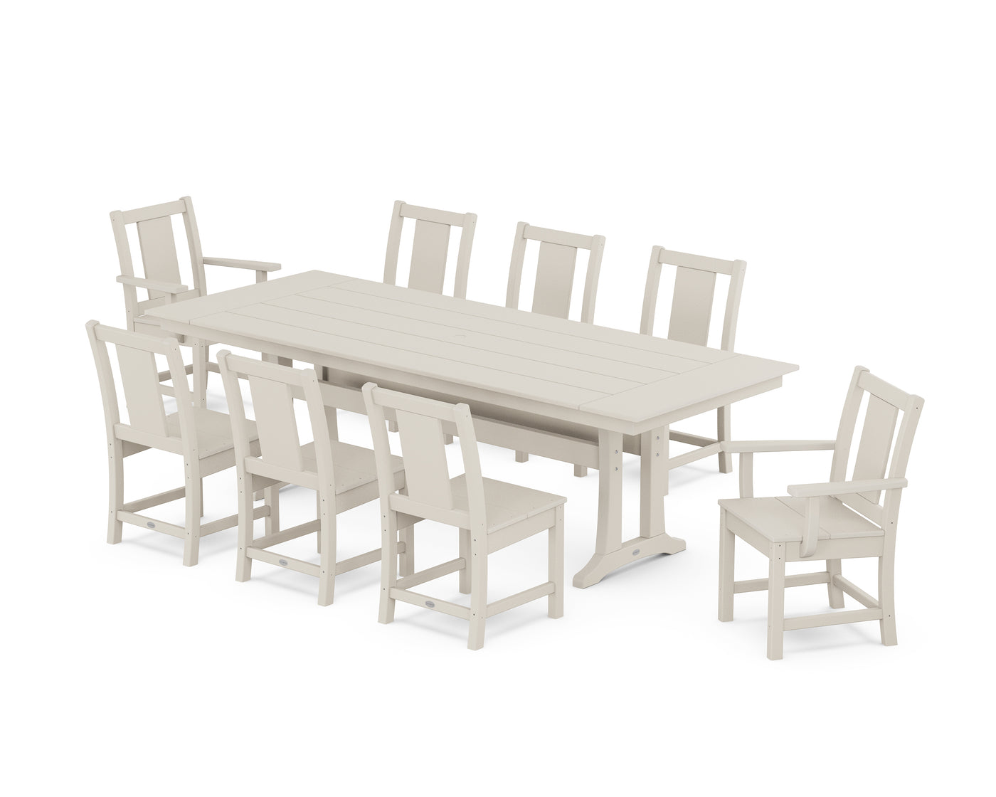 Prairie 9-Piece Farmhouse Dining Set with Trestle Legs