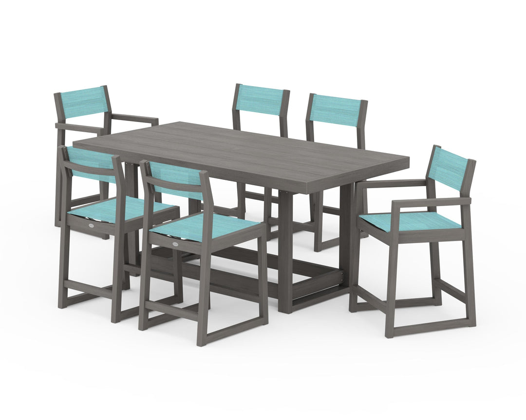 POLYWOOD® EDGE Sling 7-Piece Counter Table Set