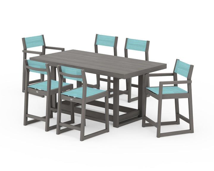 POLYWOOD® EDGE Sling 7-Piece Counter Table Set