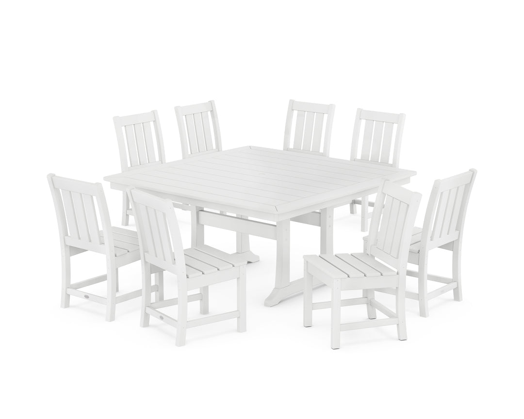 POLYWOOD® Oxford Side Chair 9-Piece Square Dining Set with Trestle Legs