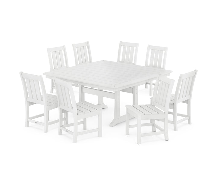 POLYWOOD® Oxford Side Chair 9-Piece Square Dining Set with Trestle Legs