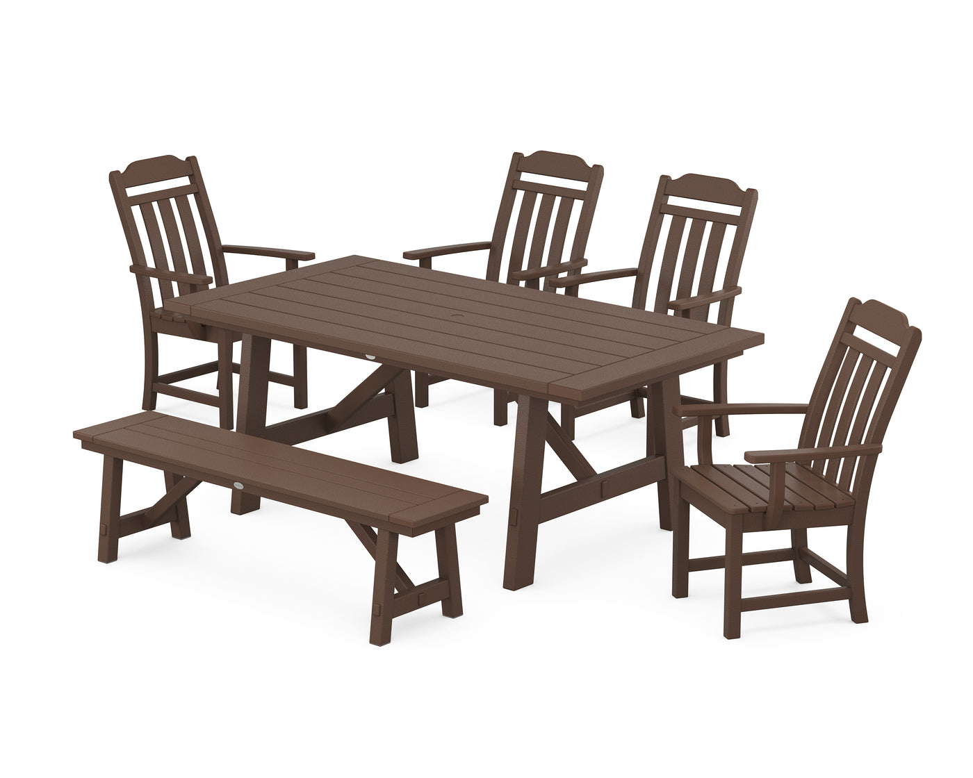 Cottage 6-Piece Rustic Farmhouse Dining Set with Bench