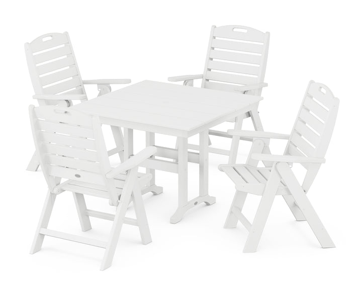 POLYWOOD® Nautical Folding Highback Chair 5-Piece Farmhouse Dining Set