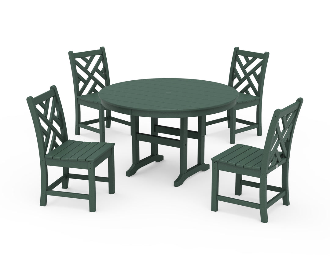 POLYWOOD® Chippendale 5-Piece Round Farmhouse Side Chair Dining Set