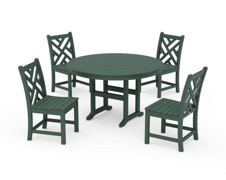 POLYWOOD® Chippendale 5-Piece Round Farmhouse Side Chair Dining Set