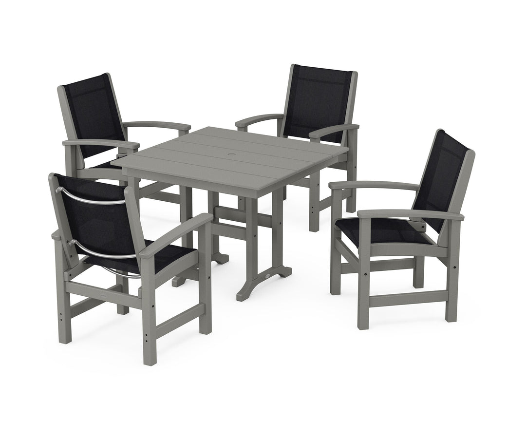 POLYWOOD® Coastal 5-Piece Farmhouse Dining Set