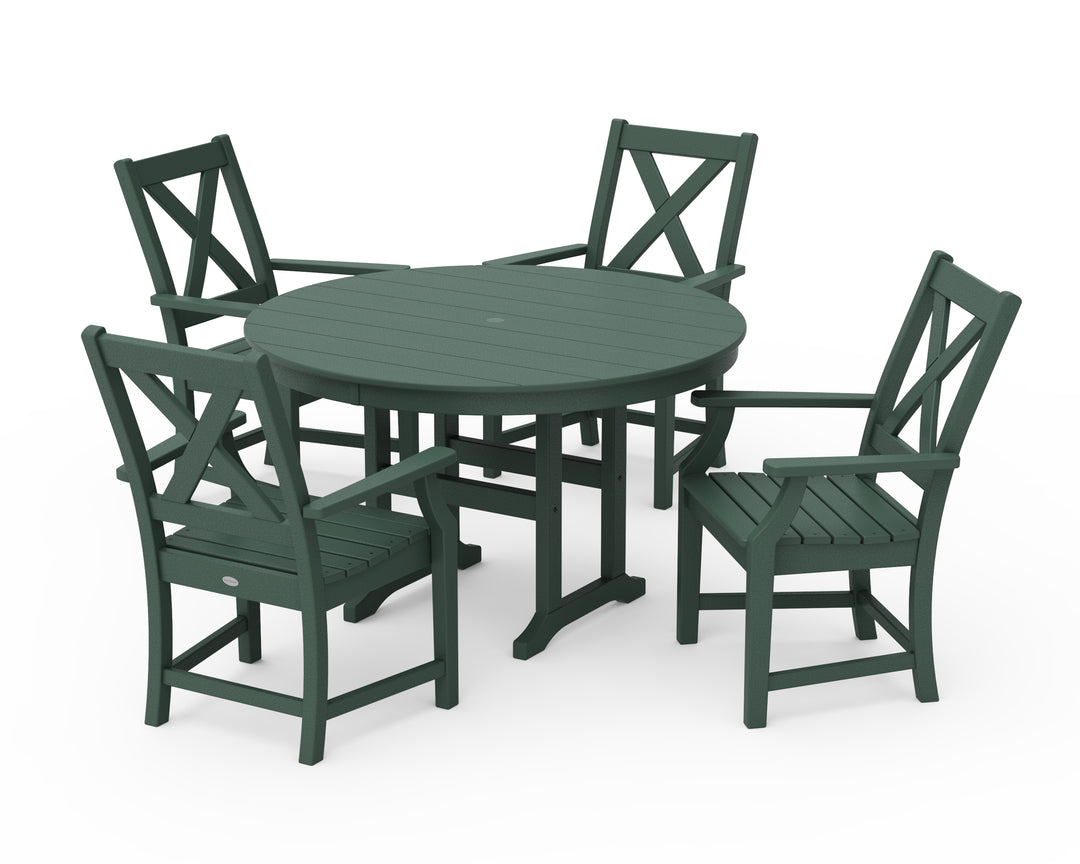 POLYWOOD® Braxton 5-Piece Round Farmhouse Dining Set