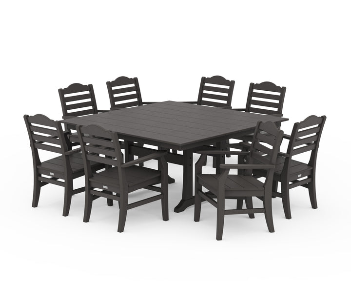 POLYWOOD® Savannah 9-Piece Square Farmhouse Dining Set with Trestle Legs