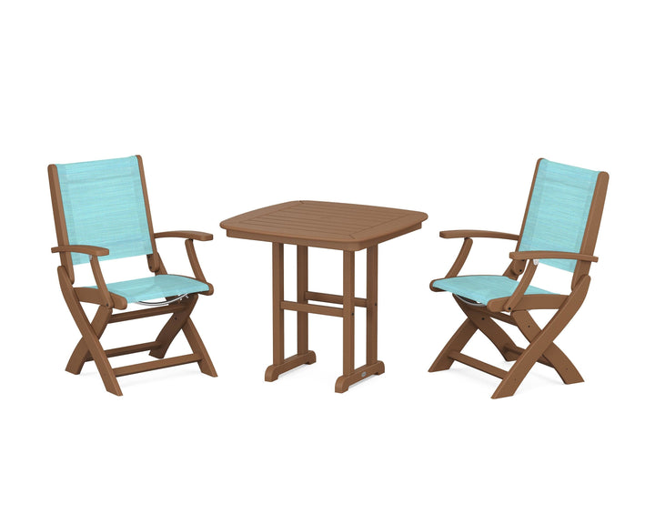 POLYWOOD® Coastal Folding Chair 3-Piece Dining Set