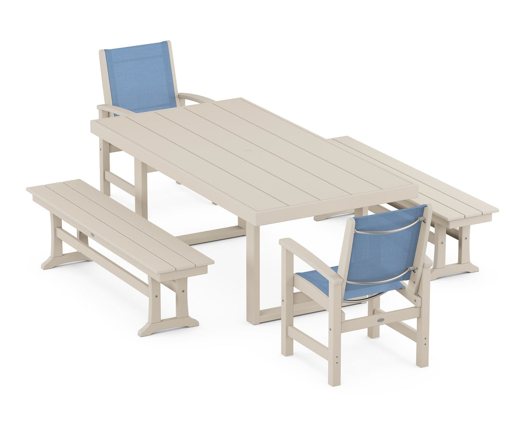 POLYWOOD® Coastal 5-Piece Dining Set with Trestle Legs