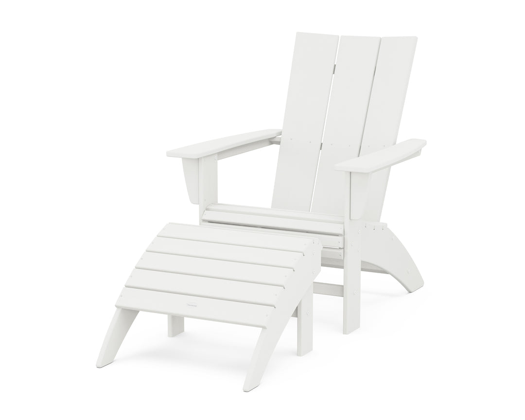 POLYWOOD® Modern Curveback Adirondack Chair 2-Piece Set with Ottoman
