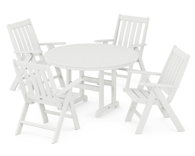 Vineyard Folding Chair 5-Piece Round Farmhouse Dining Set