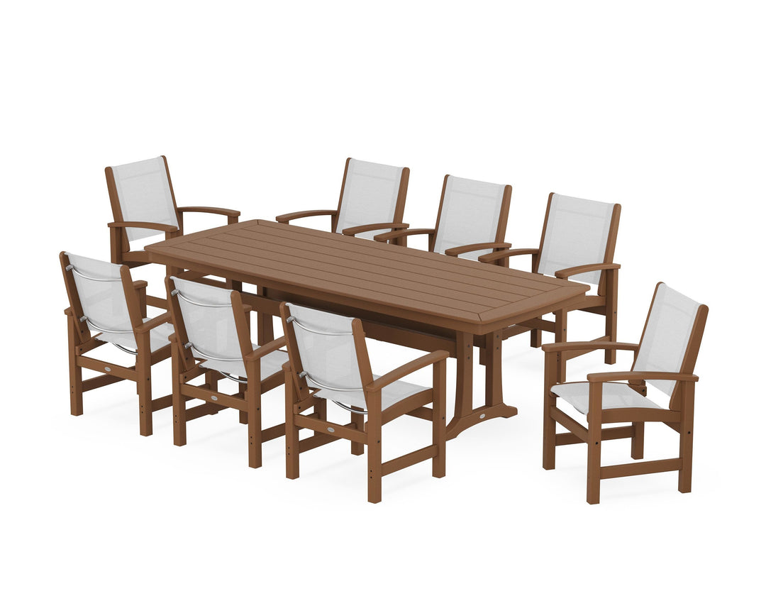 POLYWOOD® Coastal 9-Piece Dining Set with Trestle Legs