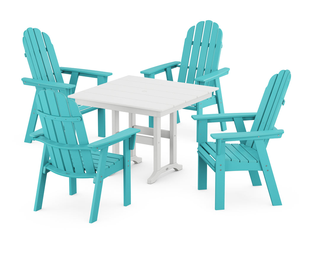 POLYWOOD® Vineyard Curveback Adirondack 5-Piece Farmhouse Dining Set