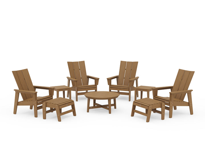 POLYWOOD® Modern Grand Upright Adirondack 9-Piece Conversation Set