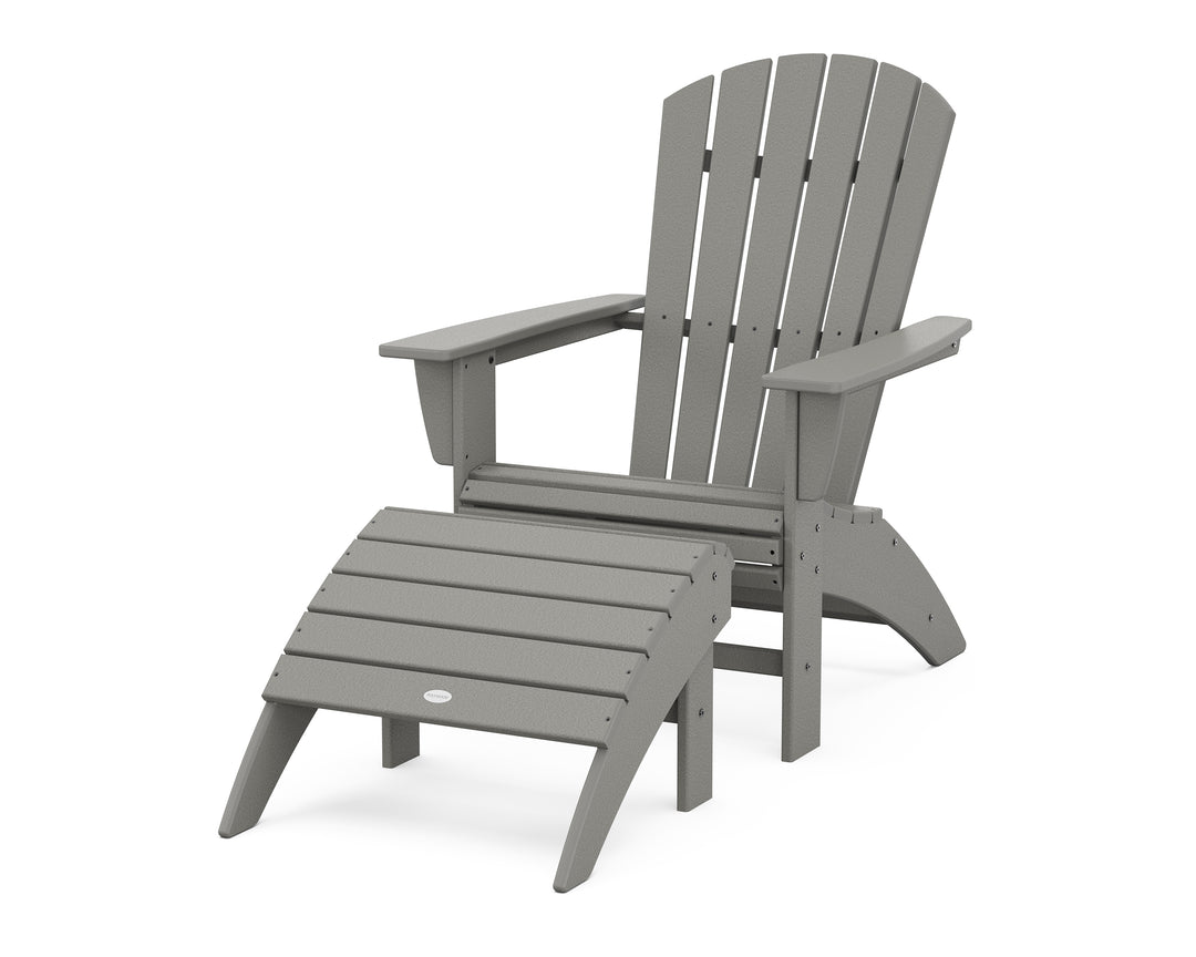 POLYWOOD® Nautical Curveback Adirondack Chair 2-Piece Set with Ottoman