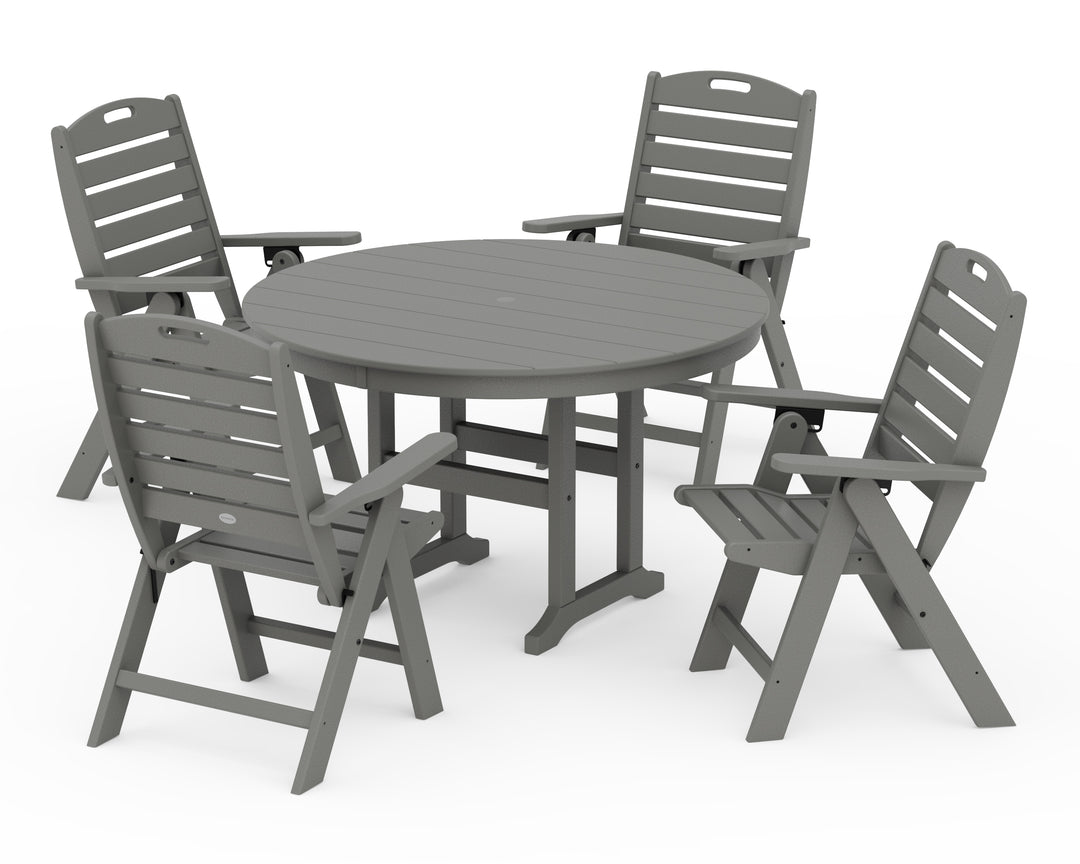 POLYWOOD® Nautical Folding Chair 5-Piece Round Farmhouse Dining Set