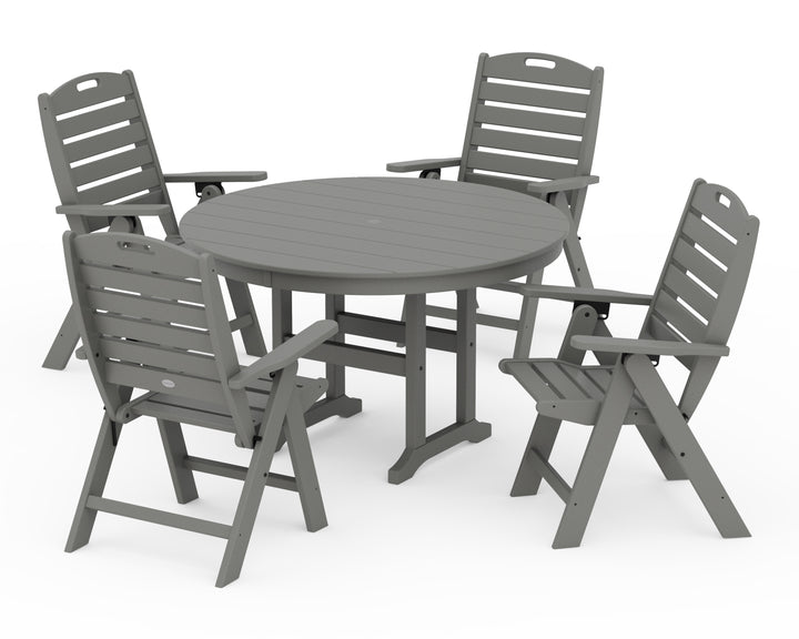 POLYWOOD® Nautical Folding Chair 5-Piece Round Farmhouse Dining Set