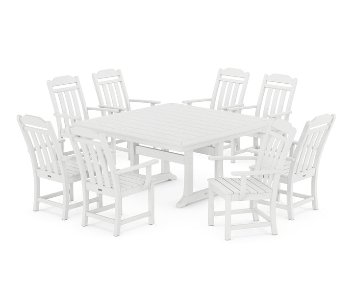 Country Living Cottage 9-Piece Square Dining Set with Trestle Legs