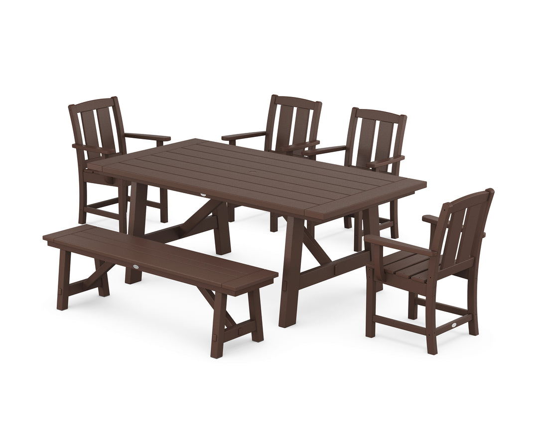 POLYWOOD® Mission 6-Piece Rustic Farmhouse Dining Set with Bench