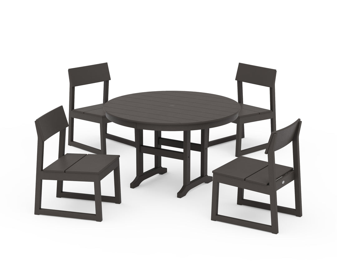 POLYWOOD® EDGE Side Chair 5-Piece Round Farmhouse Dining Set