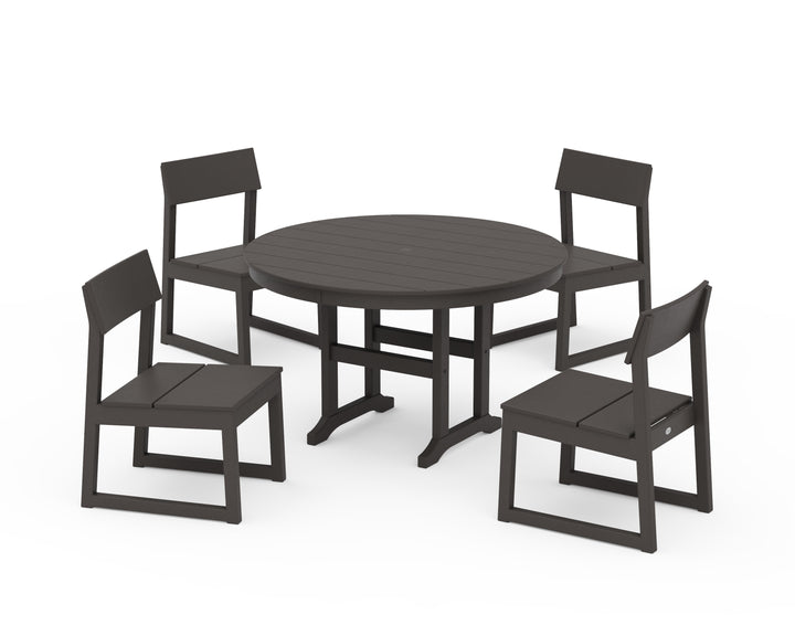 POLYWOOD® EDGE Side Chair 5-Piece Round Farmhouse Dining Set