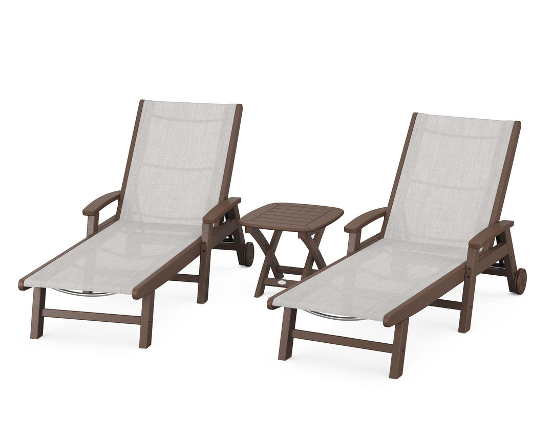 POLYWOOD® Coastal 3-Piece Wheeled Chaise Set