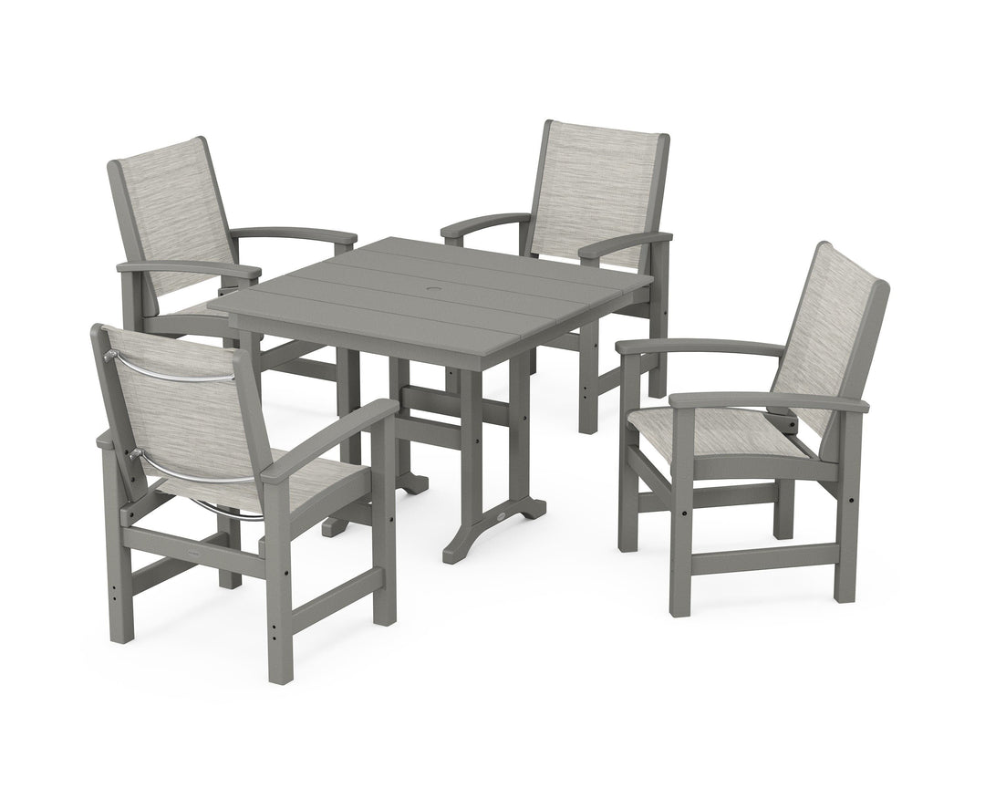 POLYWOOD® Coastal 5-Piece Farmhouse Dining Set