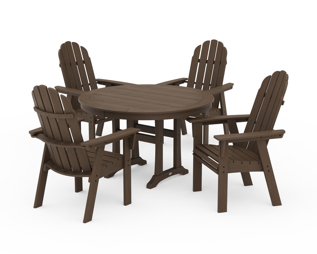 POLYWOOD® Vineyard Curveback Adirondack 5-Piece Nautical Trestle Dining Set
