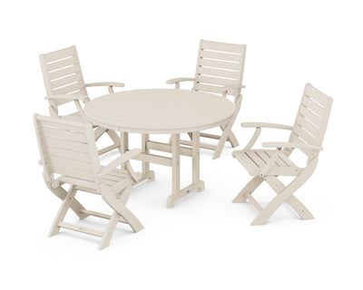 Signature Folding Chair 5-Piece Round Farmhouse Dining Set