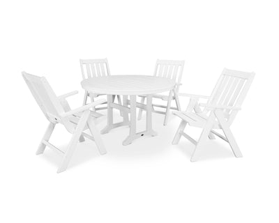 Vineyard Folding Chair 5-Piece Round Dining Set with Trestle Legs