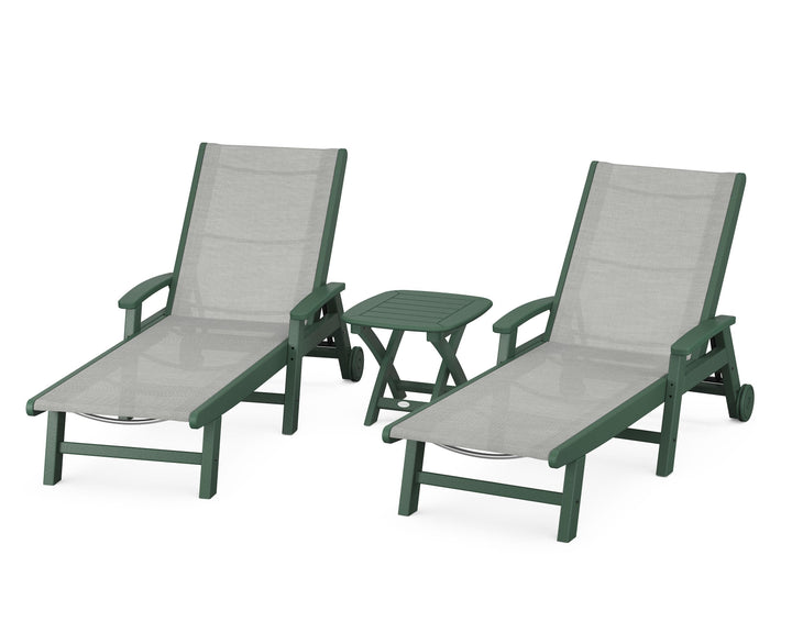 POLYWOOD® Coastal 3-Piece Wheeled Chaise Set