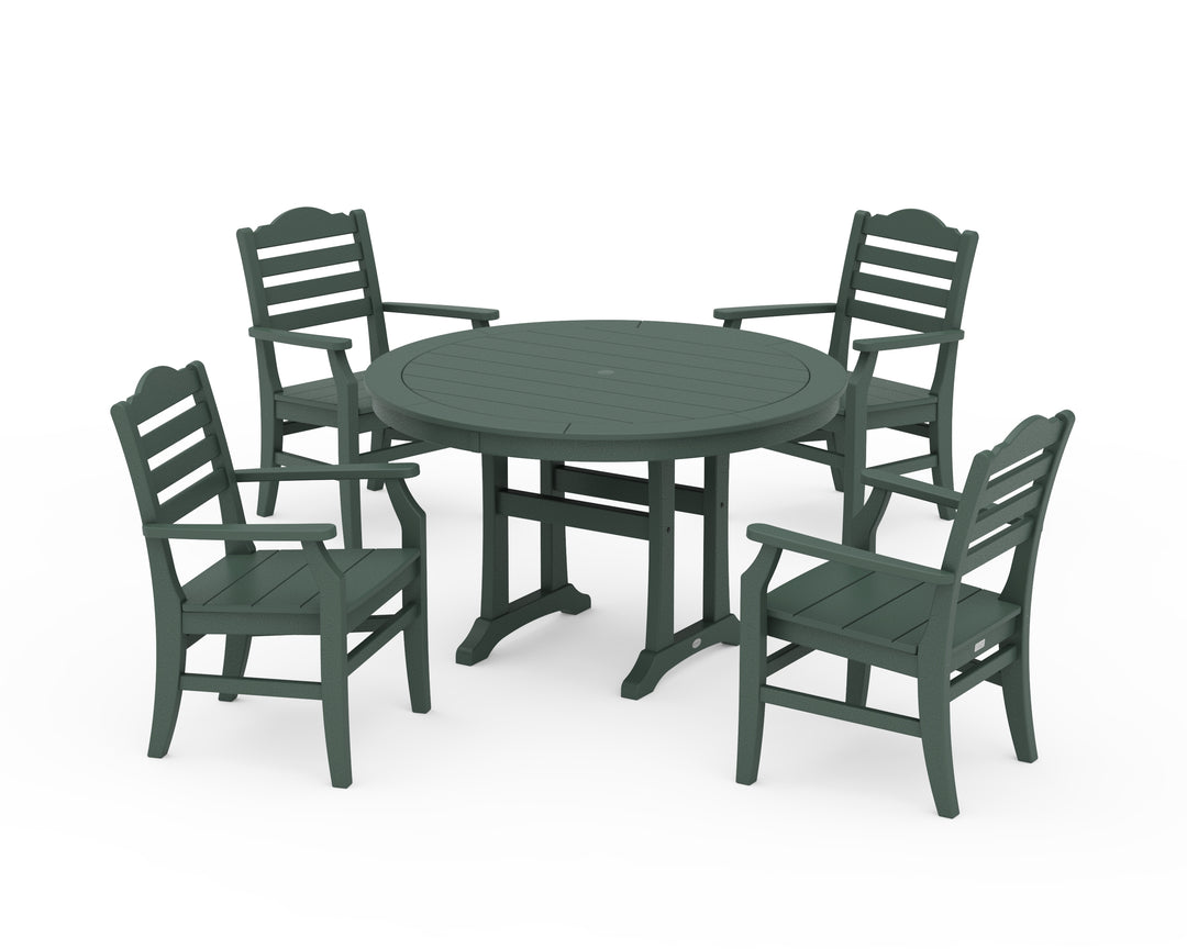 POLYWOOD® Savannah 5-Piece Round Dining Set with Trestle Legs