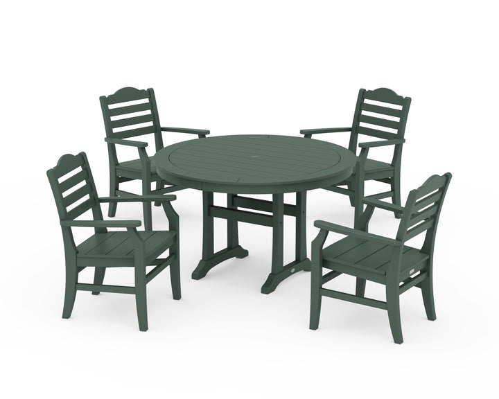 POLYWOOD® Savannah 5-Piece Round Dining Set with Trestle Legs
