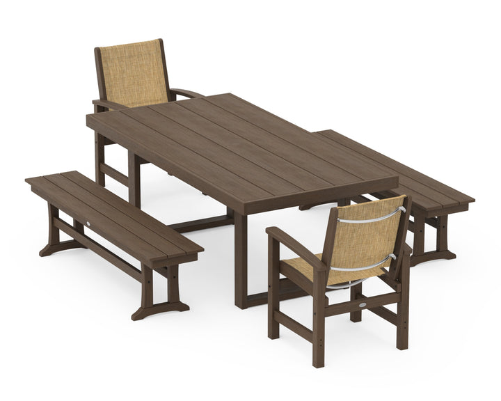 POLYWOOD® Coastal 5-Piece Dining Set with Trestle Legs