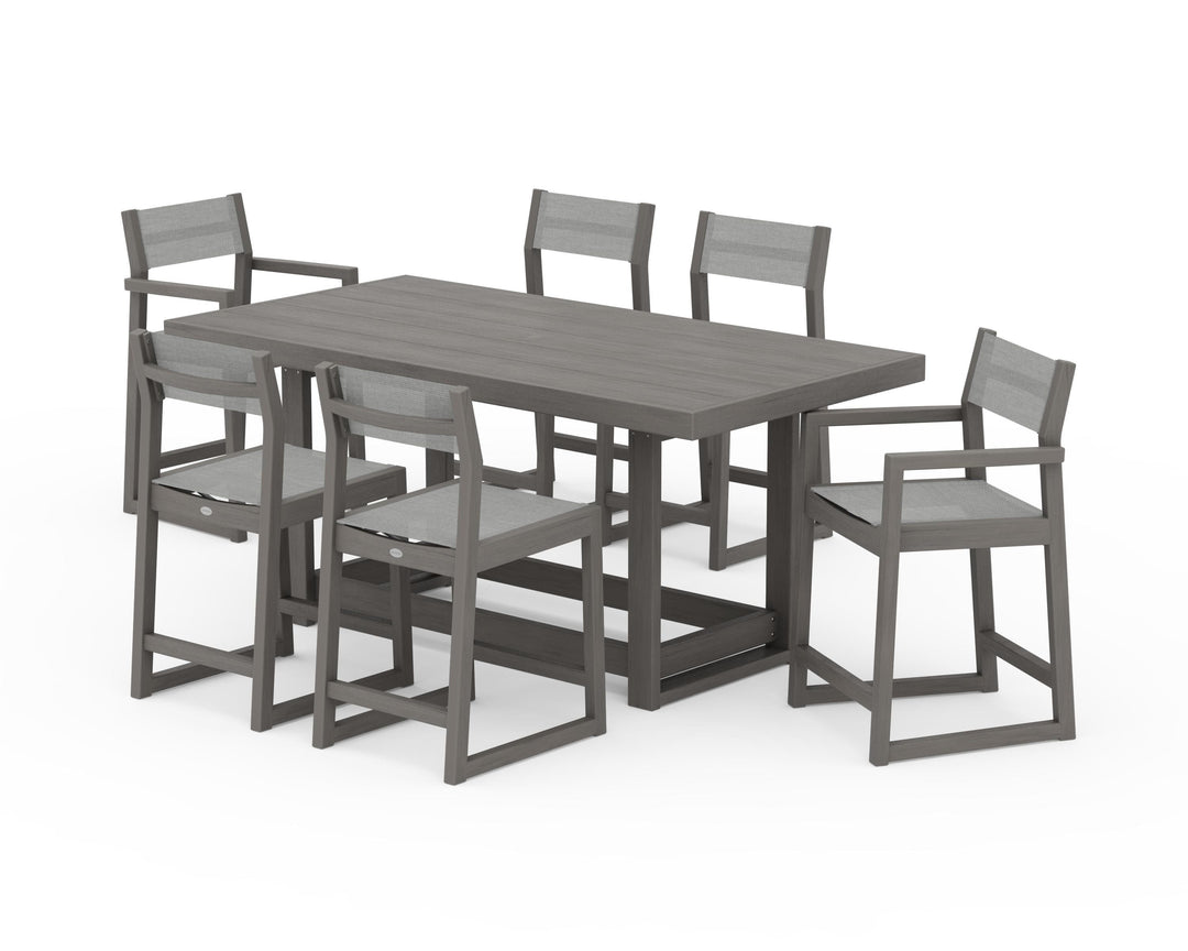POLYWOOD® EDGE Sling 7-Piece Counter Table Set