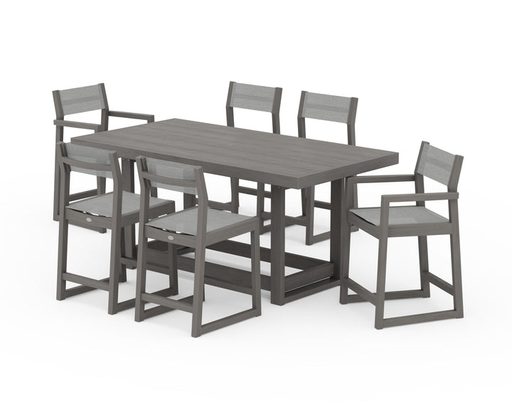POLYWOOD® EDGE Sling 7-Piece Counter Table Set