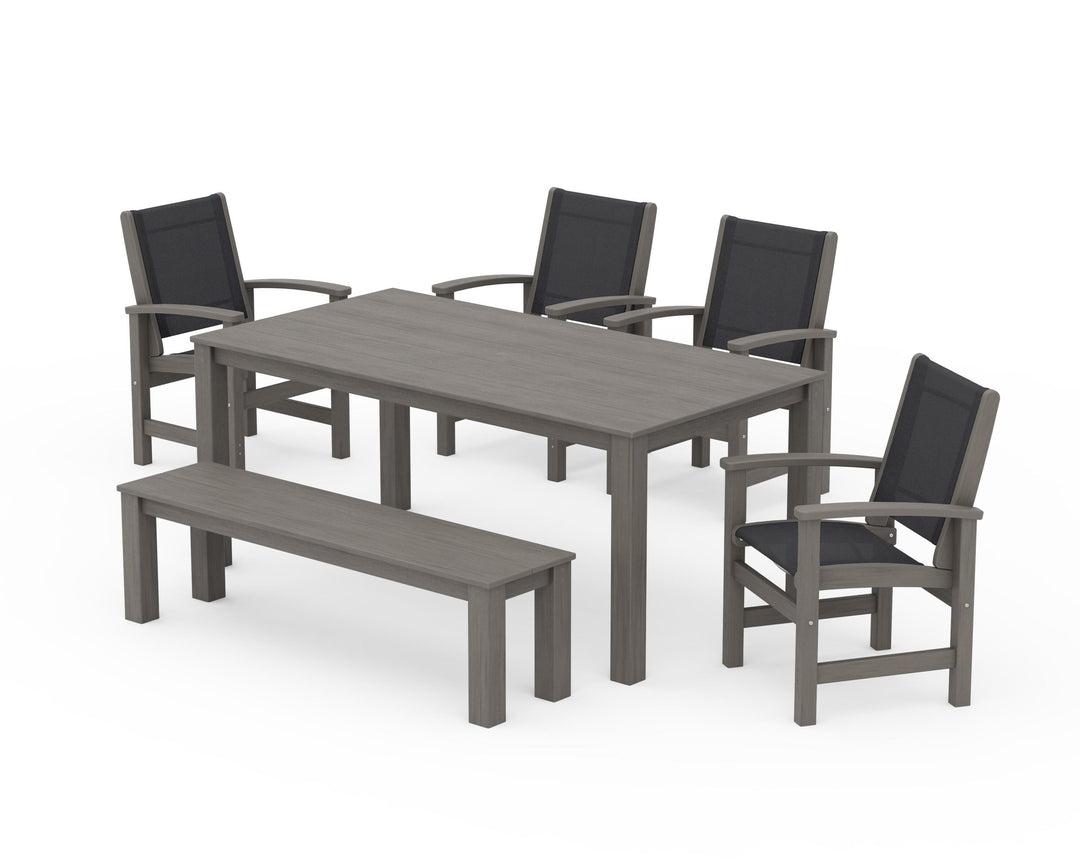 POLYWOOD® Coastal 6-Piece Parsons Dining Set with Bench