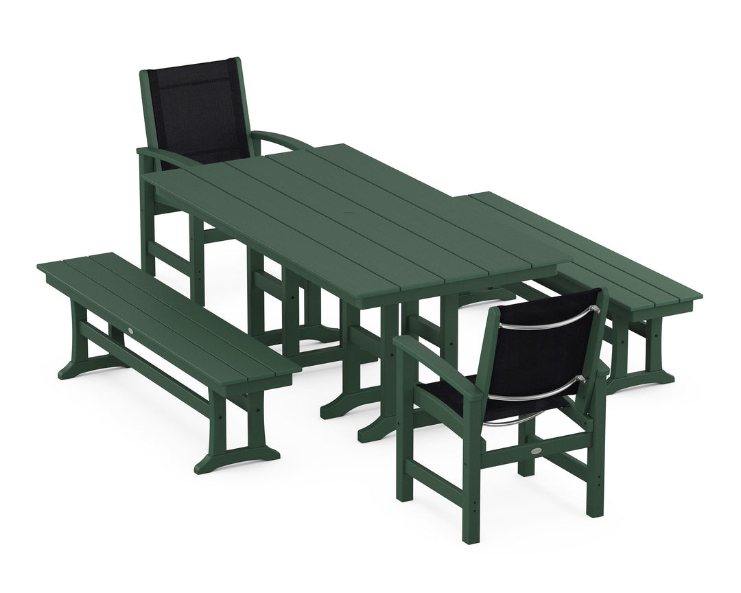 POLYWOOD® Coastal 5-Piece Farmhouse Dining Set