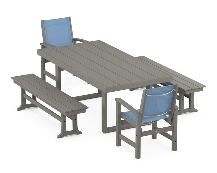 POLYWOOD® Coastal 5-Piece Dining Set with Trestle Legs