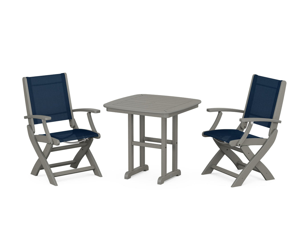 POLYWOOD® Coastal Folding Chair 3-Piece Dining Set