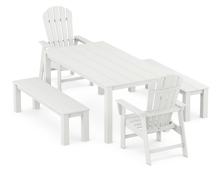 POLYWOOD® South Beach 5-Piece Parsons Dining Set with Benches